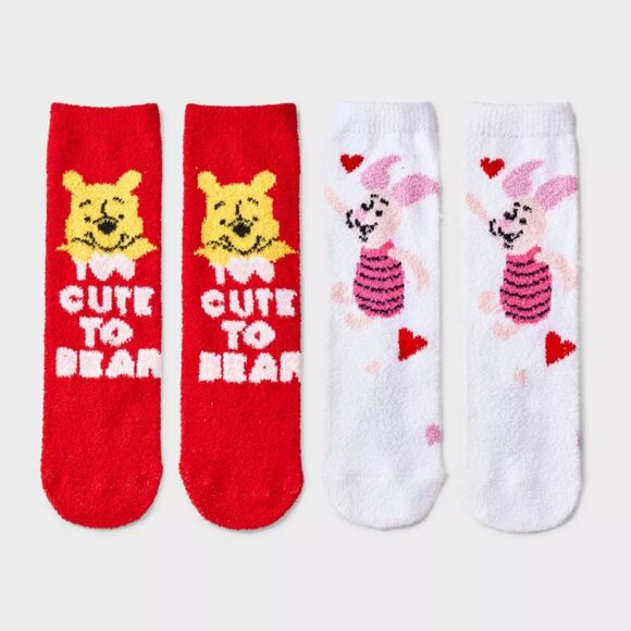 Disney Accessories - LAST ONE❗️Women's Disney Winnie The Pooh Valentine's Day 2pk Cozy Crew Socks
